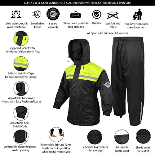 Traje de lluvia para hombre y mujer, chaqueta y pantalón, diseño reflectante e impermeable