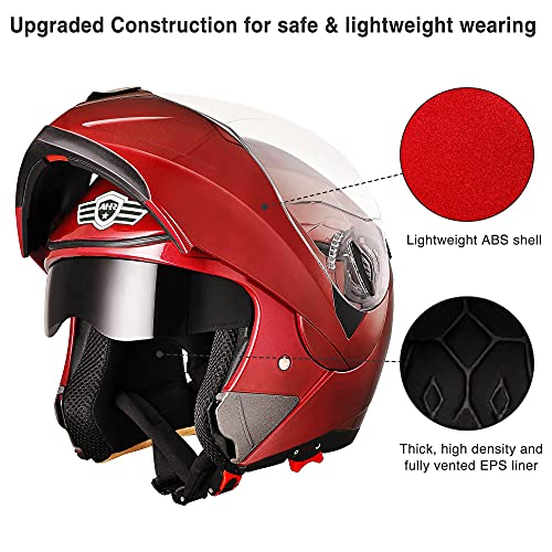 Casco modular y abatible de motocicleta, de cara completa con certificación DOT y visera doble