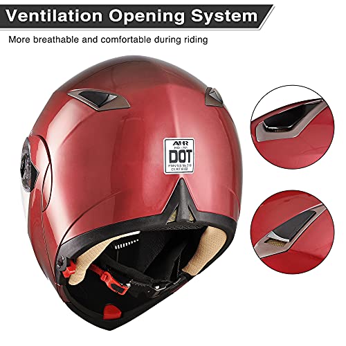 Casco modular y abatible de motocicleta, de cara completa con certificación DOT y visera doble