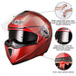 Casco modular y abatible de motocicleta, de cara completa con certificación DOT y visera doble