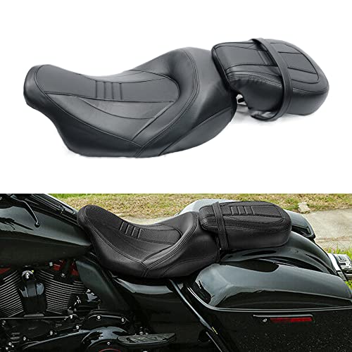 Juego de asiento de pasajero para Harley Touring Road King Street Glide Road Glide Electra Glide 2009-2021 asiento de conductor de cuero Pillion asiento de pasajero 09-21