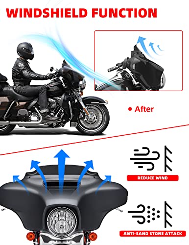Amazicha 7" Smoke Wave Windshield Windscreen Compatible for 2014-2023 Harley Davidson Touring Street Glide/Electra Glide/Ultra Limited/Tri Glide FLHT FLHX FLHXS FLHTK (Tint)