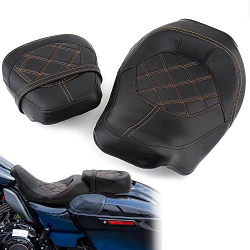Juego de asiento de pasajero para Harley Touring Road King Street Glide Road Glide Electra Glide 2009-2021 asiento de conductor de cuero Pillion asiento de pasajero 09-21