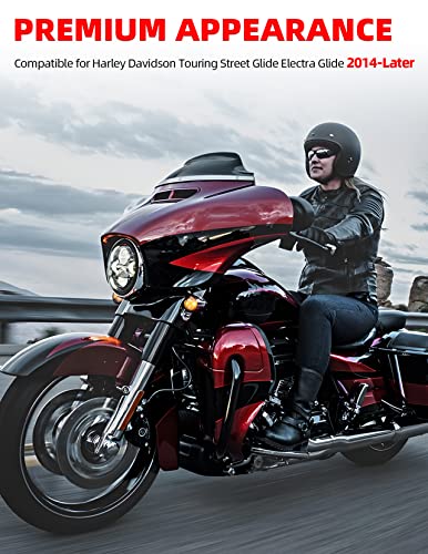Amazicha 7" Smoke Wave Windshield Windscreen Compatible for 2014-2023 Harley Davidson Touring Street Glide/Electra Glide/Ultra Limited/Tri Glide FLHT FLHX FLHXS FLHTK (Tint)