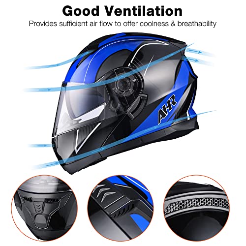 Casco modular y abatible de motocicleta, de cara completa con certificación DOT y visera doble