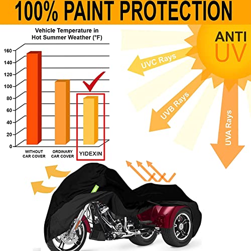 Impermeable para Harley-Davidson y Honda Trike Trike Cover Custom, 210T Tela de tafetán de poliéster Ligero Trike Cover para nieve Lluvia Polvo Protección contra granizo