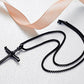 Collar con colgante de cruz de uñas de acero inoxidable para hombre con cadena de 24 pulgadas, oro negro pulido, plata