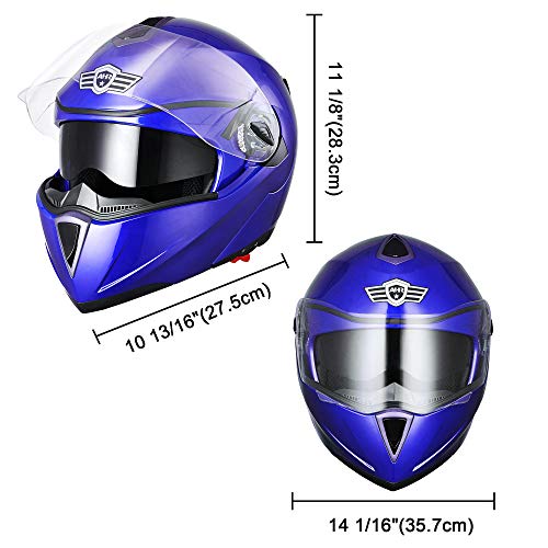 Casco modular y abatible de motocicleta, de cara completa con certificación DOT y visera doble