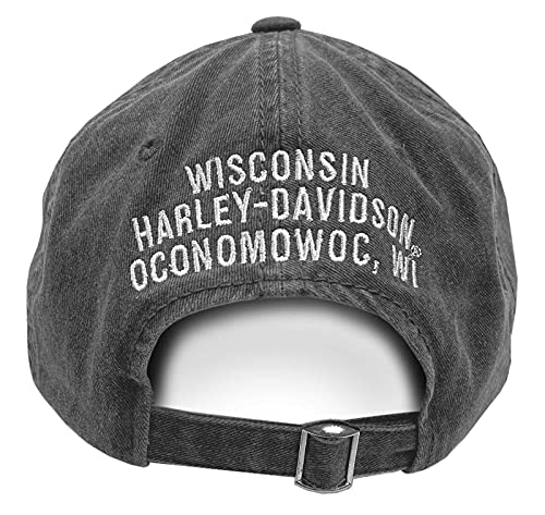 Harley-Davidson Men's Villain Adjustable Slide Baseball Cap - Washed Black