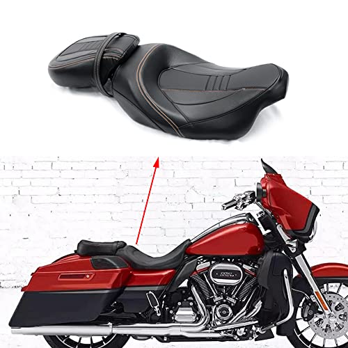 Juego de asiento de pasajero para Harley Touring Road King Street Glide Road Glide Electra Glide 2009-2021 asiento de conductor de cuero Pillion asiento de pasajero 09-21