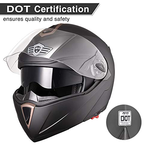 Casco modular y abatible de motocicleta, de cara completa con certificación DOT y visera doble