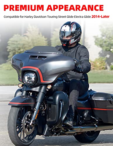 Amazicha 7" Smoke Wave Windshield Windscreen Compatible for 2014-2023 Harley Davidson Touring Street Glide/Electra Glide/Ultra Limited/Tri Glide FLHT FLHX FLHXS FLHTK (Tint)