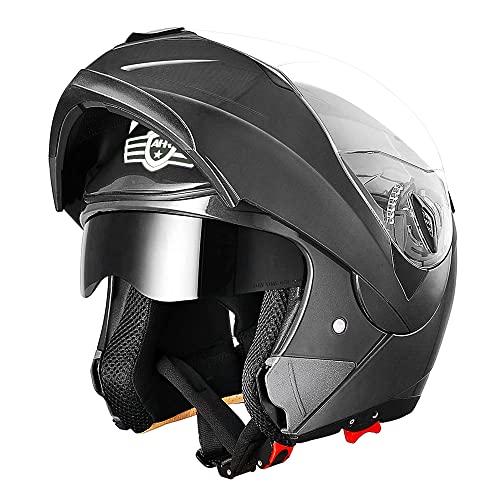 Casco modular y abatible de motocicleta, de cara completa con certificación DOT y visera doble