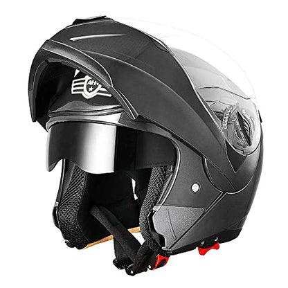 Casco modular y abatible de motocicleta, de cara completa con certificación DOT y visera doble
