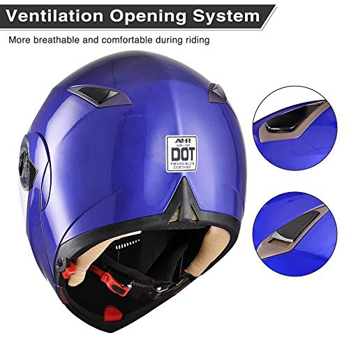 Casco modular y abatible de motocicleta, de cara completa con certificación DOT y visera doble