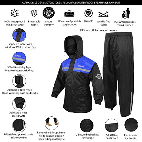 Traje de lluvia para hombre y mujer, chaqueta y pantalón, diseño reflectante e impermeable