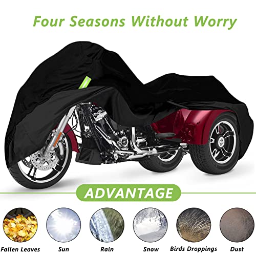 Impermeable para Harley-Davidson y Honda Trike Trike Cover Custom, 210T Tela de tafetán de poliéster Ligero Trike Cover para nieve Lluvia Polvo Protección contra granizo