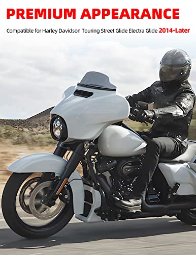 Amazicha 7" Smoke Wave Windshield Windscreen Compatible for 2014-2023 Harley Davidson Touring Street Glide/Electra Glide/Ultra Limited/Tri Glide FLHT FLHX FLHXS FLHTK (Tint)