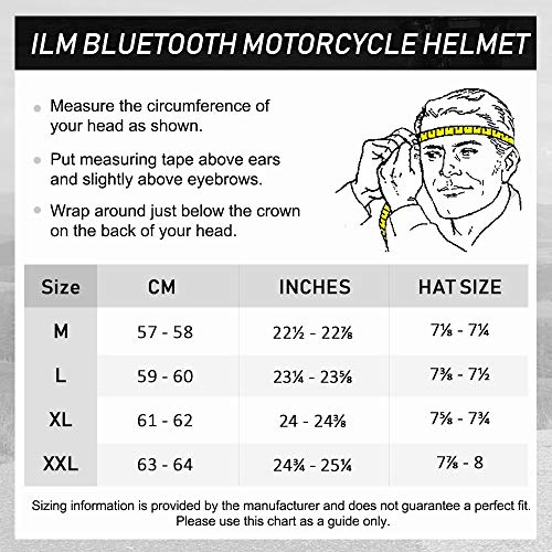 ILM Bluetooth Motorcycle Helmet Modular Flip up Full Face Dual Visor Mp3 Intercom FM Radio DOT Approved Model 902BT(Matte Black, Large)