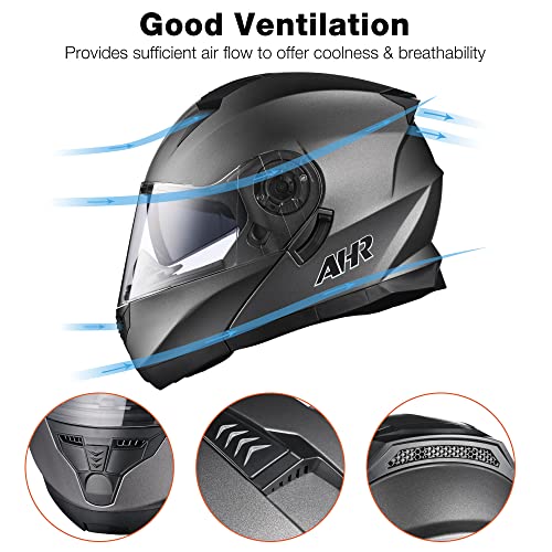 Casco modular y abatible de motocicleta, de cara completa con certificación DOT y visera doble