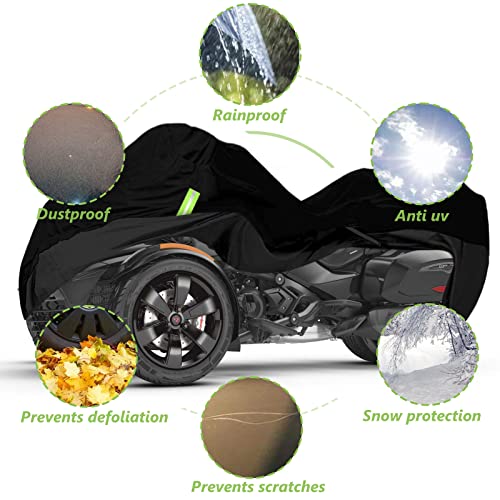 Impermeable para Harley-Davidson y Honda Trike Trike Cover Custom, 210T Tela de tafetán de poliéster Ligero Trike Cover para nieve Lluvia Polvo Protección contra granizo