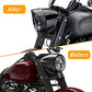 Kit de anillo francés de luces cromadas para motocicleta compatible con Harley, anillo de ajuste de faro delantero de 7 pulgadas, visera decorativa + anillo de ajuste de luz antiniebla de 4 1/2 pulgadas, visera decorativa (cromo)