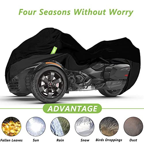 Impermeable para Harley-Davidson y Honda Trike Trike Cover Custom, 210T Tela de tafetán de poliéster Ligero Trike Cover para nieve Lluvia Polvo Protección contra granizo