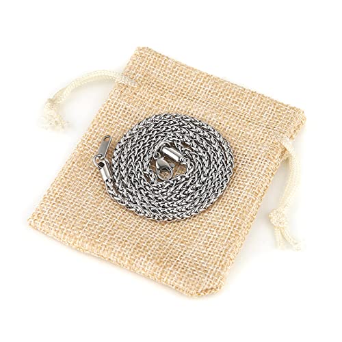 Collares de cadena plateada de acero inoxidable con diseño de espiga de 3.0 milímetros para hombres y mujeres de 16 -30 pulgadas
