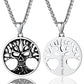 Collar de calavera para hombre, serpiente, árbol de la vida, etiqueta de perro de calavera