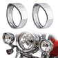 Kit de anillo francés de luces cromadas para motocicleta compatible con Harley, anillo de ajuste de faro delantero de 7 pulgadas, visera decorativa + anillo de ajuste de luz antiniebla de 4 1/2 pulgadas, visera decorativa (cromo)