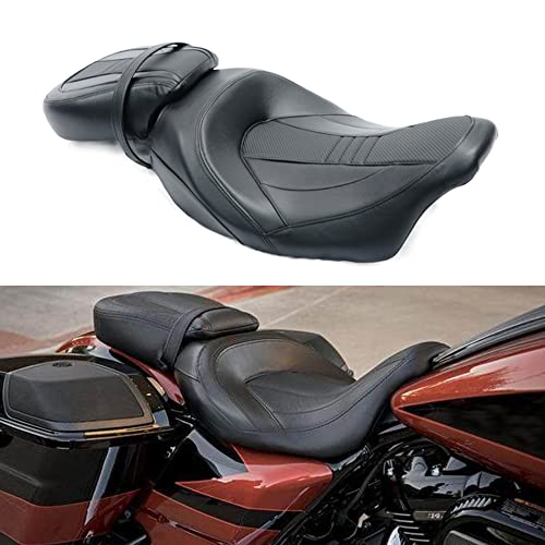 Juego de asiento de pasajero para Harley Touring Road King Street Glide Road Glide Electra Glide 2009-2021 asiento de conductor de cuero Pillion asiento de pasajero 09-21