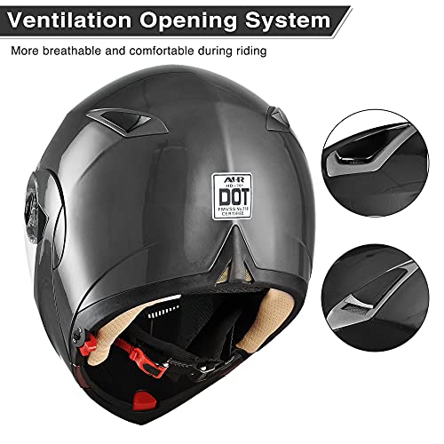 Casco modular y abatible de motocicleta, de cara completa con certificación DOT y visera doble