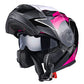 Casco modular y abatible de motocicleta, de cara completa con certificación DOT y visera doble