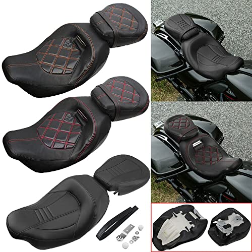 Juego de asiento de pasajero para Harley Touring Road King Street Glide Road Glide Electra Glide 2009-2021 asiento de conductor de cuero Pillion asiento de pasajero 09-21