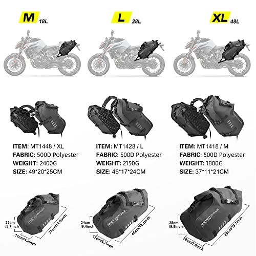 Alforjas de motocicleta impermeables 28L (14L x 2) alforjas laterales para motocicleta