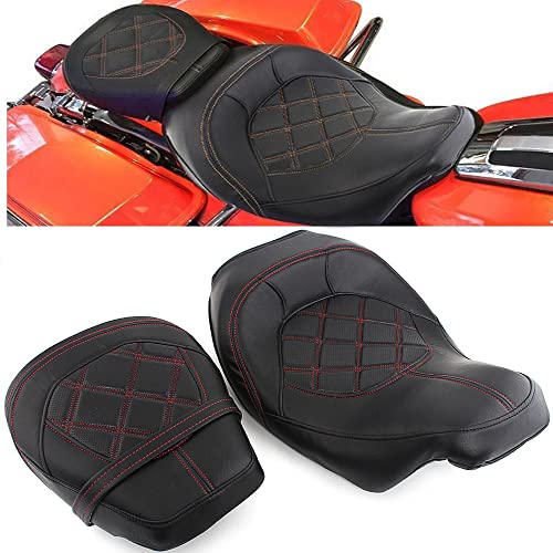 Juego de asiento de pasajero para Harley Touring Road King Street Glide Road Glide Electra Glide 2009-2021 asiento de conductor de cuero Pillion asiento de pasajero 09-21