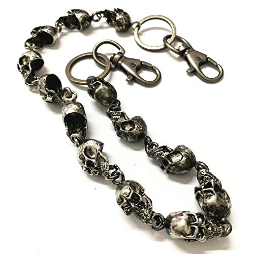 Cadena tipo cartera para hombre, estilo punk, calavera pesada