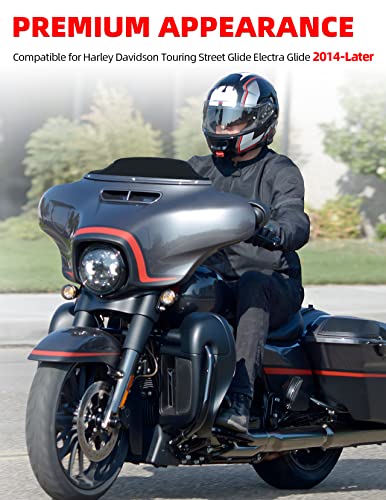 Amazicha 7" Smoke Wave Windshield Windscreen Compatible for 2014-2023 Harley Davidson Touring Street Glide/Electra Glide/Ultra Limited/Tri Glide FLHT FLHX FLHXS FLHTK (Tint)
