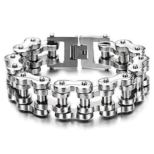 Pulsera de cadena de motocicleta resistente para hombre, de acero inoxidable