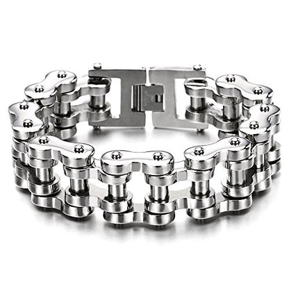 Pulsera de cadena de motocicleta resistente para hombre, de acero inoxidable