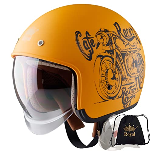 Royal M139 Open Face Motorcycle Helmet - Retro Motorcycle Helmets, Vintage & Classic Style, 3/4 Vespa Helmet, Multi-Sport Impact Protection with Unique Design for Adult Women and Men