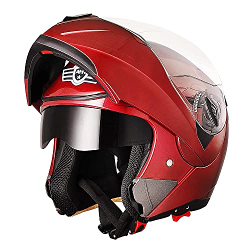 Casco modular y abatible de motocicleta, de cara completa con certificación DOT y visera doble