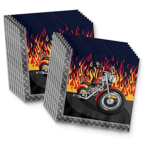 Juego de suministros para fiesta de cumpleaños de motociclista para motocicleta, platos, servilletas, vasos, vajilla para 16