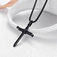 Collar con colgante de cruz de uñas de acero inoxidable para hombre con cadena de 24 pulgadas, oro negro pulido, plata
