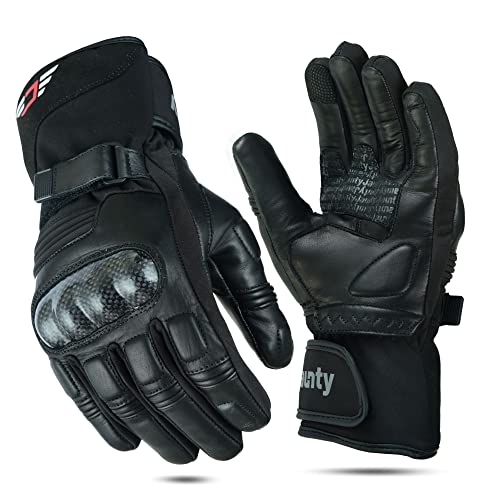 Guantes de motocicleta de invierno para hombres y mujeres, cálidos Thinsulate, impermeables, para pantalla táctil, guantes de equitación con fibra de carbono,