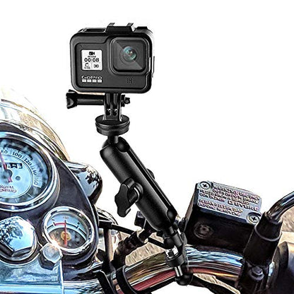 Soporte de motocicleta para cámara para accesorios GoPro, soporte de abrazadera de cámara de acción de metal de rotación de 360 grados con rosca de 1/4 para manillar de moto bicicleta, para GoPro Hero 10 9 8 7 6 5 4,