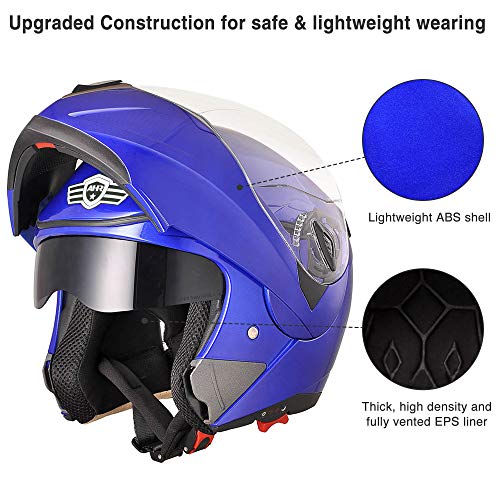 Casco modular y abatible de motocicleta, de cara completa con certificación DOT y visera doble