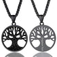 Collar de calavera para hombre, serpiente, árbol de la vida, etiqueta de perro de calavera