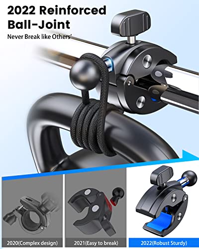 Soporte de teléfono para motocicleta, [Anti-vibración de viento de 150 mph] [Apto para teléfonos grandes de 7.2 pulgadas]  [5s Easy Install] Soporte de teléfono para manillar, compatible con iPhone, todos los teléfonos celulares
