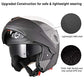 Casco modular y abatible de motocicleta, de cara completa con certificación DOT y visera doble